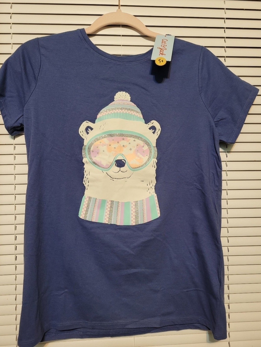 Cat & Jack Blue Short-Sleeve Tee with Polar Bear Graphic and Pastel Accents
